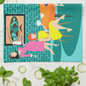 レトロの女性の週間トランプゲームの台所タオル キッチンタオル (折り畳み)