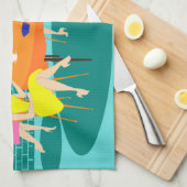 レトロの女性の週間トランプゲームの台所タオル キッチンタオル (四つ折り)