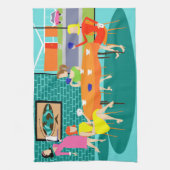 レトロの女性の週間トランプゲームの台所タオル キッチンタオル (縦)