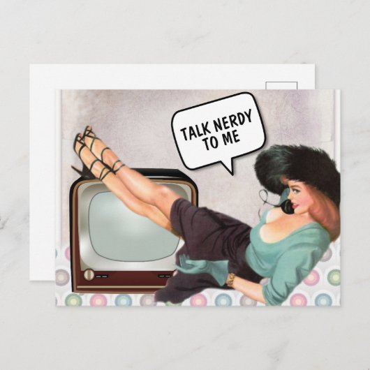 レトロの女性は私にオタクと話すおもしろい葉書 ポストカード (正面/裏面)