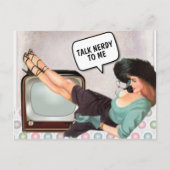 レトロの女性は私にオタクと話すおもしろい葉書 ポストカード (正面)