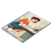 レトロの女性アットデスク ノートブック (左側)