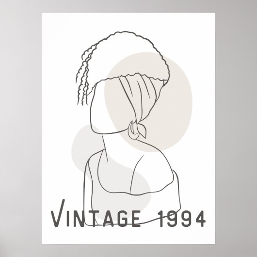 レトロの女性ラインアート ポスター (正面)