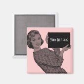 レトロの女性（クリップボードあり） マグネット (正面/裏面)