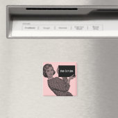 レトロの女性（クリップボードあり） マグネット (インサイチュ (食洗機))