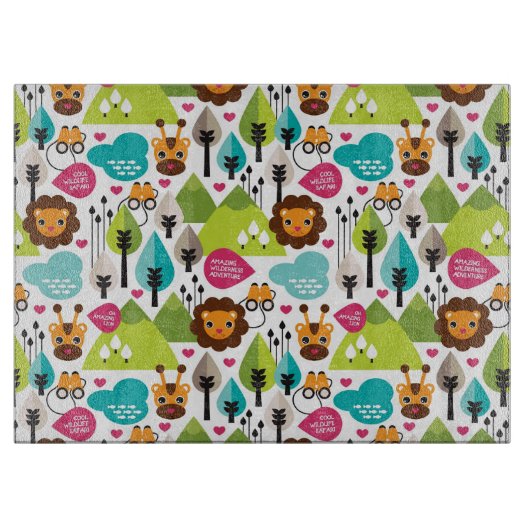 レトロの子供のサファリのライオンの野性生物 カッティングボード (正面)