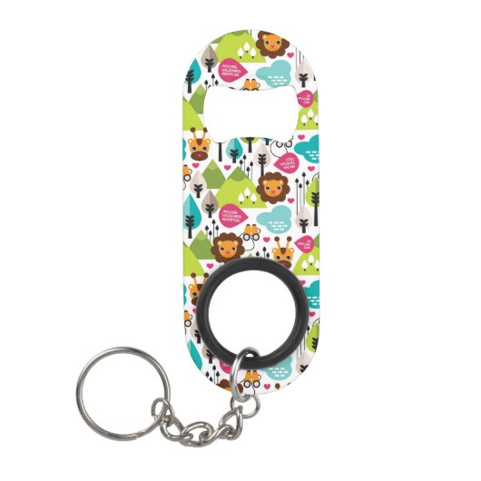 レトロの子供のサファリのライオンの野性生物 キーホルダー栓抜き (正面)