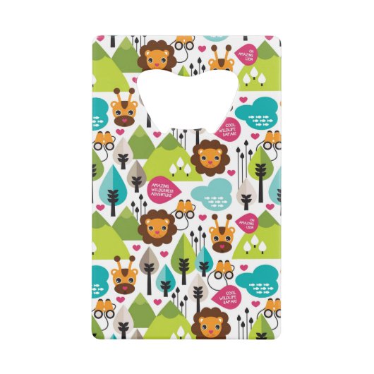 レトロの子供のサファリのライオンの野性生物 クレジットカード栓抜き (正面)