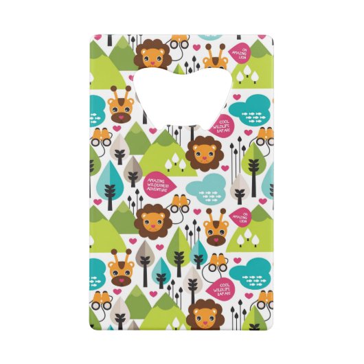 レトロの子供のサファリのライオンの野性生物 クレジットカード栓抜き (裏面)