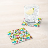 レトロの子供のサファリのライオンの野性生物 スクエアペーパーコースター (インサイチュ)