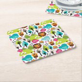 レトロの子供のサファリのライオンの野性生物 スクエアペーパーコースター (アングル)