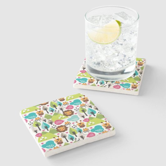 レトロの子供のサファリのライオンの野性生物 ストーンコースター (横)