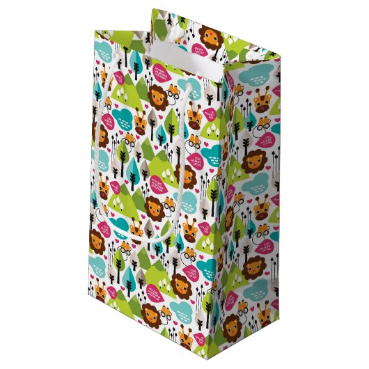 レトロの子供のサファリのライオンの野性生物 スモールペーパーバッグ (裏面アングル)