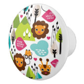 レトロの子供のサファリのライオンの野性生物 セラミックノブ (右)