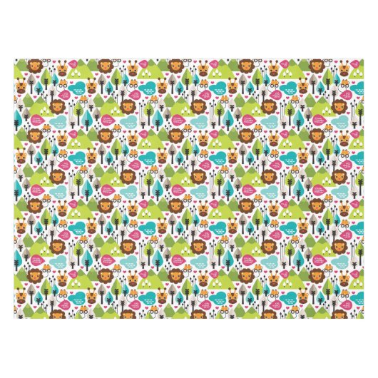 レトロの子供のサファリのライオンの野性生物 テーブルクロス (正面(横))