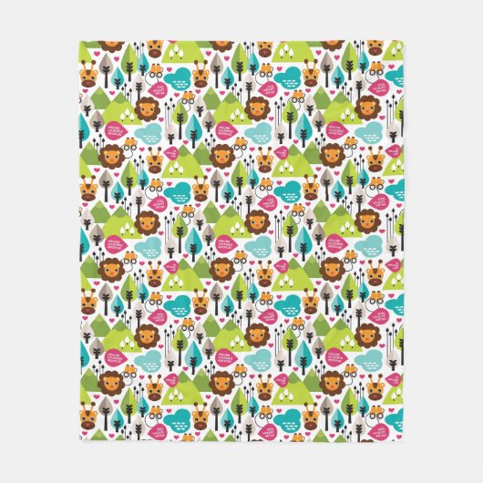 レトロの子供のサファリのライオンの野性生物 フリースブランケット (正面)