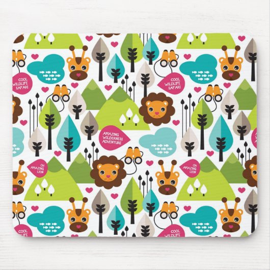 レトロの子供のサファリのライオンの野性生物 マウスパッド (正面)