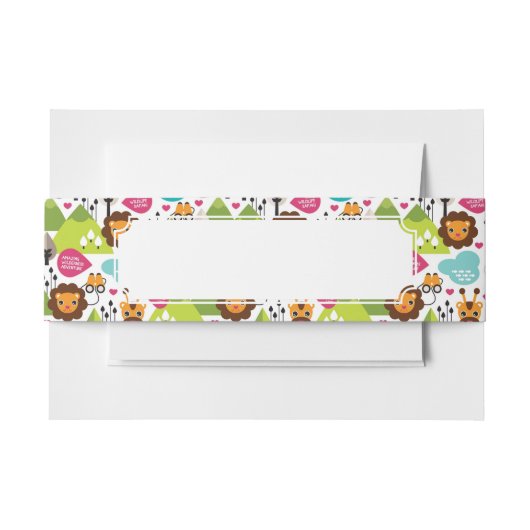 レトロの子供のサファリのライオンの野性生物 招待状ベリーバンド (正面例)