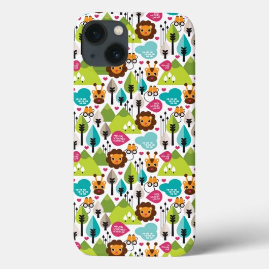 レトロの子供のサファリのライオンの野性生物 Case-Mate iPhoneケース (裏面)