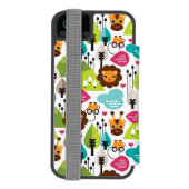 レトロの子供のサファリのライオンの野性生物 INCIPIO iPhoneウォレットケース (フォリオ裏面)