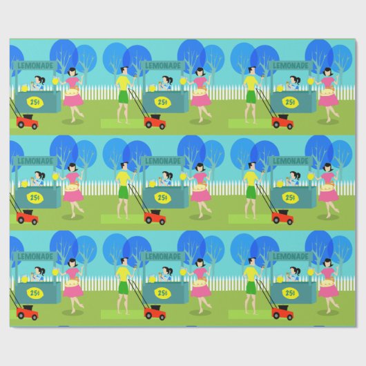 レトロの子供のレモネード立場の包装紙 ラッピングペーパー (フラット)