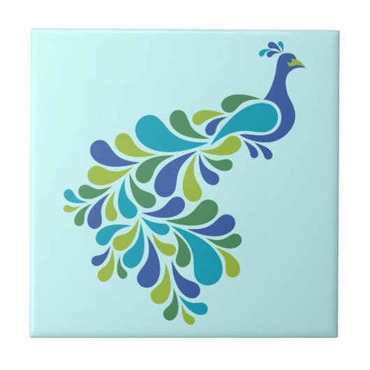 レトロの孔雀 タイル (正面)