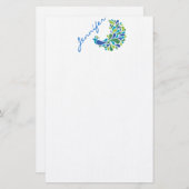 レトロの孔雀 便箋 (正面/裏面)