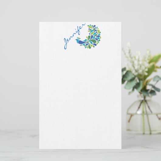 レトロの孔雀 便箋 (スタンド正面)