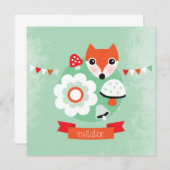 レトロの孤の子供の誕生日の招待 招待状 (正面/裏面)