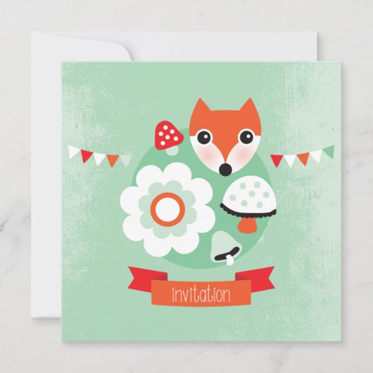 レトロの孤の子供の誕生日の招待 招待状 (正面)