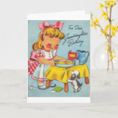 レトロの孫娘のバースデー・カード カード (黄色い花)