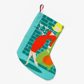 レトロの宇宙時代のマルティーニの女性のクリスマスのストッキング スモールクリスマスストッキング (正面 (吊り時))