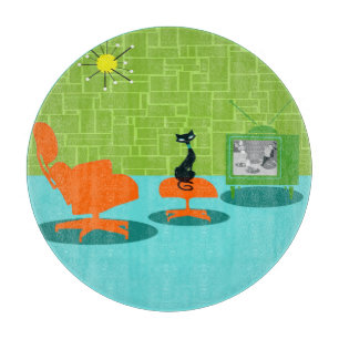 レトロの宇宙時代の子猫のまな板 カッティングボード