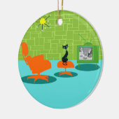 レトロの宇宙時代の子猫のクリスマスのオーナメント セラミックオーナメント (左)