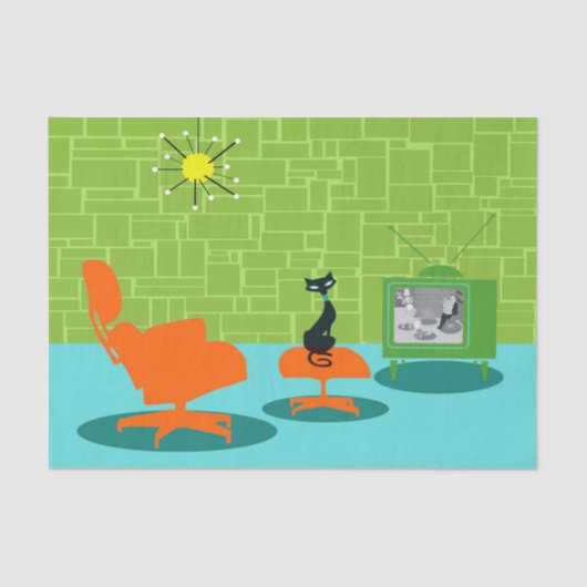 レトロの宇宙時代の子猫のティッシュペーパー 薄葉紙 (正面)