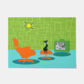 レトロの宇宙時代の子猫のドア・マット ドアマット (正面)