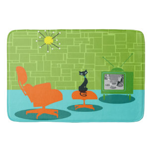 レトロの宇宙時代の子猫のバス・マット バスマット