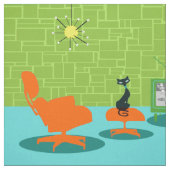 レトロの宇宙時代の子猫の生地 ファブリック (見本)