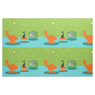 レトロの宇宙時代の子猫の生地 ファブリック