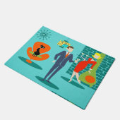 レトロの宇宙時代の漫画のカップルのドア・マット ドアマット (アングル)