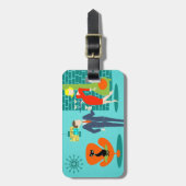 レトロの宇宙時代の漫画のカップルの荷物のラベル ラゲッジタグ (正面縦)