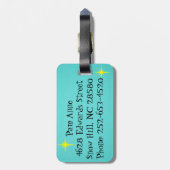 レトロの宇宙時代の漫画のカップルの荷物のラベル ラゲッジタグ (裏面縦)