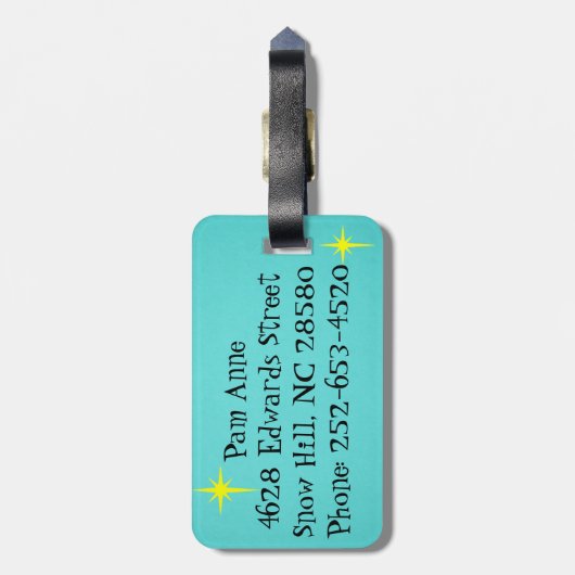 レトロの宇宙時代の漫画のカップルの荷物のラベル ラゲッジタグ (裏面縦)