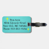 レトロの宇宙時代の漫画のカップルの荷物のラベル ラゲッジタグ (裏面横)