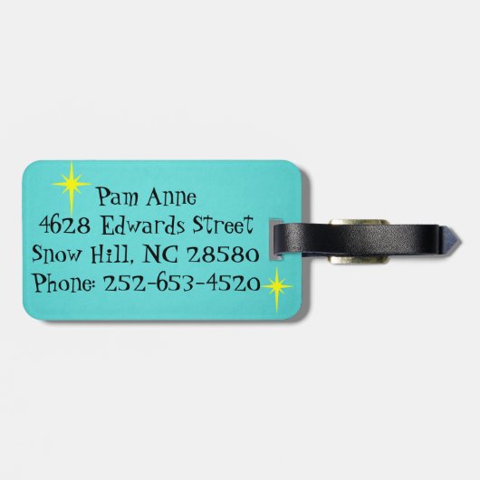 レトロの宇宙時代の漫画のカップルの荷物のラベル ラゲッジタグ (裏面横)