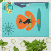 レトロの宇宙時代の漫画の台所タオル キッチンタオル (折り畳み)