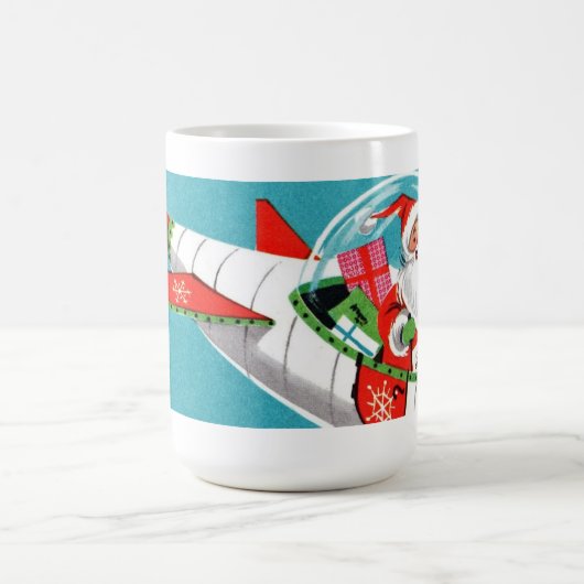 レトロの宇宙船のサンタのクリスマスのマグ(完全な覆い) コーヒーマグカップ (中央)