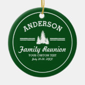 レトロの家族会はまたは|の素朴な松の木をつまずかせます セラミックオーナメント (正面)