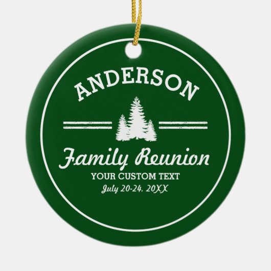 レトロの家族会はまたは|の素朴な松の木をつまずかせます セラミックオーナメント (正面)