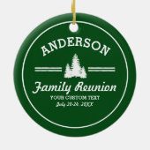 レトロの家族会はまたは|の素朴な松の木をつまずかせます セラミックオーナメント (裏面)